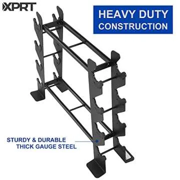Rubber Dumbbell stand – Dumbbell Storage rack, Perfect For 5-30 lbs Set – 2 Tiers & 2 Vertical Slots With Protective Inserts – Compact & Versatile Design, Max. Weight 400 lbs.