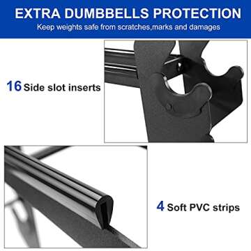 Rubber Dumbbell stand – Dumbbell Storage rack, Perfect For 5-30 lbs Set – 2 Tiers & 2 Vertical Slots With Protective Inserts – Compact & Versatile Design, Max. Weight 400 lbs.