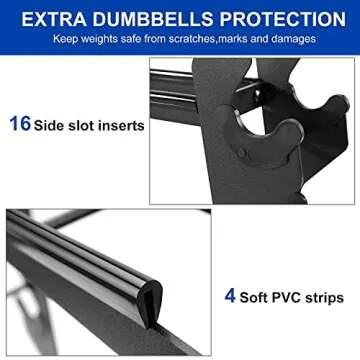 Rubber Dumbbell stand – Dumbbell Storage rack, Perfect For 5-30 lbs Set – 2 Tiers & 2 Vertical Slots With Protective Inserts – Compact & Versatile Design, Max. Weight 400 lbs.