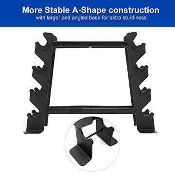 Rubber Dumbbell stand – Dumbbell Storage rack, Perfect For 5-30 lbs Set – 2 Tiers & 2 Vertical Slots With Protective Inserts – Compact & Versatile Design, Max. Weight 400 lbs.