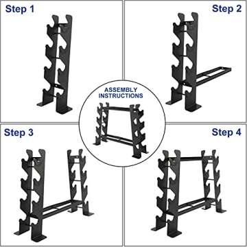 Rubber Dumbbell stand – Dumbbell Storage rack, Perfect For 5-30 lbs Set – 2 Tiers & 2 Vertical Slots With Protective Inserts – Compact & Versatile Design, Max. Weight 400 lbs.
