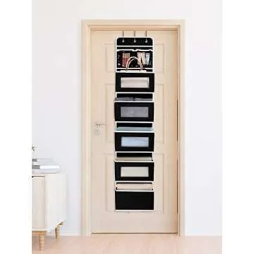 JARLINK 2 Pack Over The Door Hanging Organizer with 5 Large Pockets, Back of Door Storage for Baby Nursery Bathroom Bedroom Kitchen Dorm Closet Pantry Camper RV (Black)