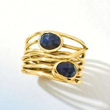 Gemstone Highway Ring in 18kt Gold Over Sterling