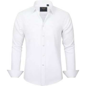 J.VER Men's Dress Shirts - Solid Long Sleeve, Stretch, Wrinkle-Free & Casual