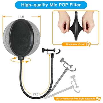 Pipishell Universal Microphone Stand with Pop Filter