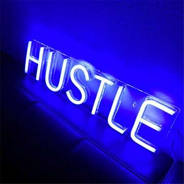 Vibrant Hustle Neon Sign for Home & Office Decor