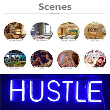 Vibrant Hustle Neon Sign for Home & Office Decor