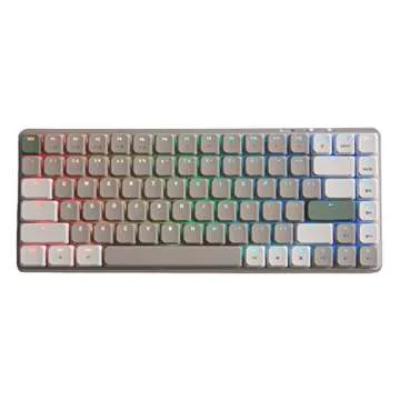 Azio Cascade Slim Mechanical Keyboard, 75% Layout, Low Profile Backlit RGB, Hotswap Switches and Keycaps, Wired USB-C or Bluetooth Wireless Connection (Gateron Brown Switches) (Forest Dark)
