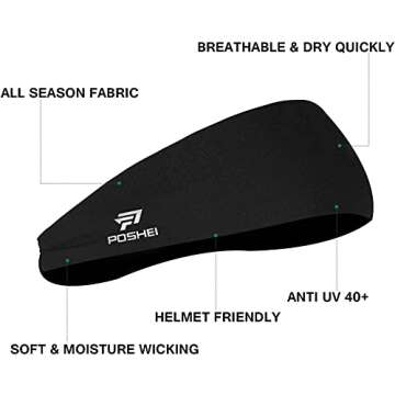 Poshei Mens Headband (4 Pack) - Moisture Wicking & Stretchy