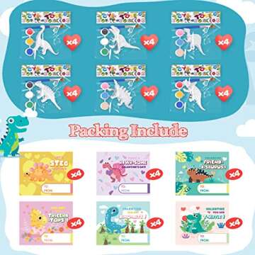SpringFlower 24 Pack Valentine's Day Cards for Kids with Dinosaur Painting Kit for School Classroom ...