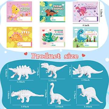 SpringFlower 24 Pack Valentine's Day Cards for Kids with Dinosaur Painting Kit for School Classroom Valentine's Gift Exchange, Valentine's Party Favor for Kids, Valentine's Prizes and Events