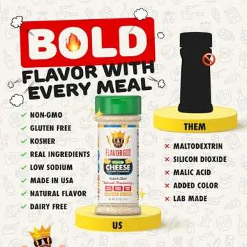 Cheese Flavored Seasoning Mix by FlavorGod - Premium All Natural & Healthy Spice Blend for Chicken, Vegetables, Salad, Pizza, Tacos, & Pasta - Kosher, Dairy-Free, Gluten-Free, Keto Friendly (2.6 oz)