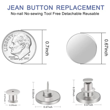 Ceryvop 12 Sets Jean Button Pins for Instantly Adjusted Fit