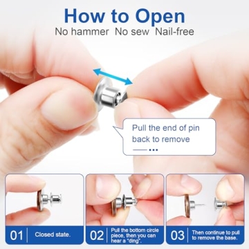 Ceryvop 12 Sets Jean Button Pins for Instantly Adjusted Fit