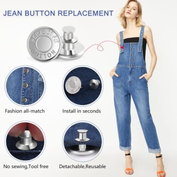 Ceryvop 12 Sets Jean Button Pins for Instantly Adjusted Fit