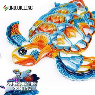Uniquilling Quilling Kit, Paper Quilling Kits, 8 * 10-in Blue Turtle Paper Filigree Kits with Quilli...