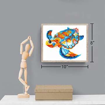 Uniquilling Quilling Kit, Paper Quilling Kits, 8 * 10-in Blue Turtle Paper Filigree Kits with Quilling Tools& Using Manual, DIY Quilling Artwork Modern Wall Art for Living Room