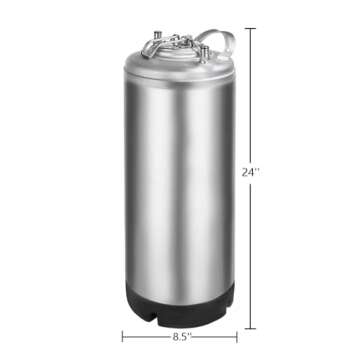 New 5 Gallon Ball Lock Keg, Stainless Steel Beer Keg with Single Handle for Draft, Homebrew and Craf...