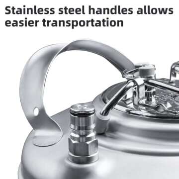 New 5 Gallon Ball Lock Keg, Stainless Steel Beer Keg with Single Handle for Draft, Homebrew and Craft Beer