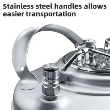 New 5 Gallon Ball Lock Keg, Stainless Steel Beer Keg with Single Handle for Draft, Homebrew and Craft Beer