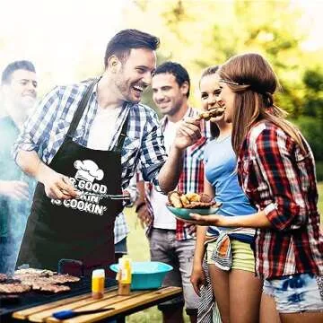 Kaidouma Funny Chef Aprons for Men - Mr.Good Lookin' is Cookin' - Men’s Funny Kitchen Cooking Grilling BBQ Aprons with 2 Pockets - Birthday Father’s Day Christmas Gifts for Dad, Husband, Boyfriend