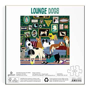 Galison Lounge Dogs 500 Piece Puzzle for Family Fun