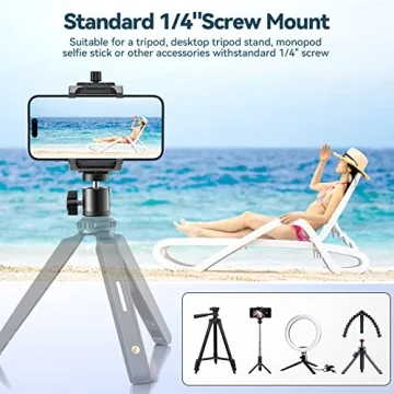 KDD Cell Phone Tripod Mount Adapter with Ball Head