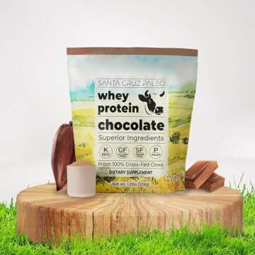 Santa Cruz Paleo Whey Protein Powder, Chocolate, 20g Grass Fed Whey Protein Isolate Per Serving, Gluten Free, Keto, Sugar Free, Paleo, Natural, Post Workout Muscle Support, 20 Servings, 1.2lb Bag