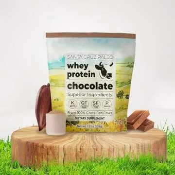 Santa Cruz Paleo Whey Protein Powder, Chocolate, 20g Grass Fed Whey Protein Isolate Per Serving, Gluten Free, Keto, Sugar Free, Paleo, Natural, Post Workout Muscle Support, 20 Servings, 1.2lb Bag