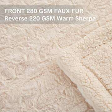 Rose Home Fashion Birthday Gifts for Women Faux Fur Throw Blankets Get Well Soon Gifts for Women Gifts Gothic Decor Soft Blanket Throw Blanket for Couch (Ivory, Throw50” x 60”)