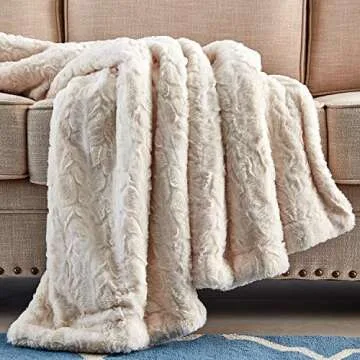 Faux Fur Throw Blanket in Ivory for Cozy Comfort