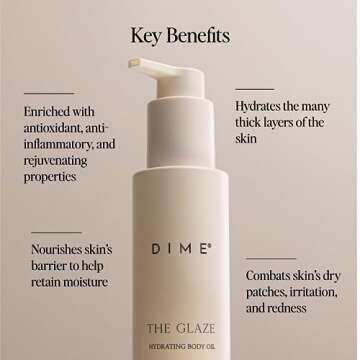 Dime Beauty Glaze Body Oil, Hydrating, Non-Greasy Massage Oil, Argan and Jojoba Oil for Skin, Bath Oil for All Over Body Glow, 4 oz / 120 ml