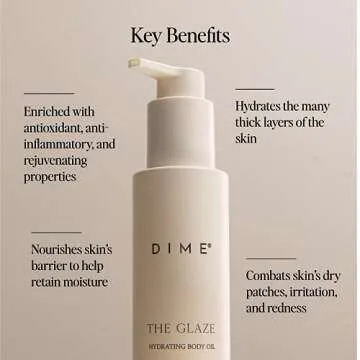 Dime Beauty Glaze Body Oil, Hydrating, Non-Greasy Massage Oil, Argan and Jojoba Oil for Skin, Bath Oil for All Over Body Glow, 4 oz / 120 ml
