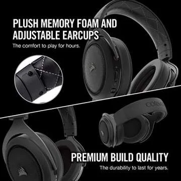 CORSAIR HS70 Wireless Gaming Headset - 7.1 Surround Sound Headphones for PC - Discord Certified - 50mm Drivers – Carbon