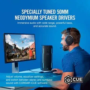 CORSAIR HS70 Wireless Gaming Headset - 7.1 Surround Sound Headphones for PC - Discord Certified - 50mm Drivers – Carbon