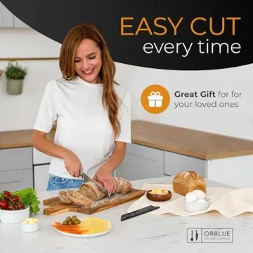 Orblue Serrated Bread Knife 8-Inch with Safety Guard