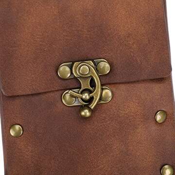 Waist Bag Belt Purse Fanny Pack Crossbody Motorcycle Hiking Phone Holder Wallet Vintage Leather Casual Fashion Daypack Gothic Festival Costume Hip Pouch for Women Men (Brown)