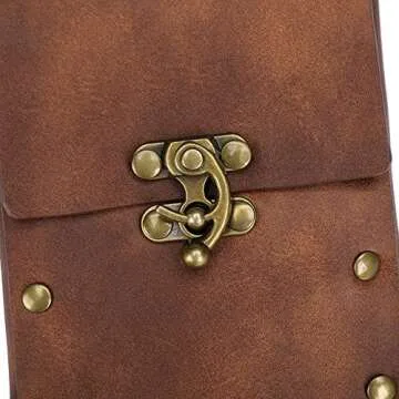 Waist Bag Belt Purse Fanny Pack Crossbody Motorcycle Hiking Phone Holder Wallet Vintage Leather Casual Fashion Daypack Gothic Festival Costume Hip Pouch for Women Men (Brown)