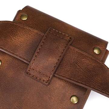 Waist Bag Belt Purse Fanny Pack Crossbody Motorcycle Hiking Phone Holder Wallet Vintage Leather Casual Fashion Daypack Gothic Festival Costume Hip Pouch for Women Men (Brown)