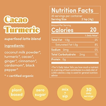 Cacao Turmeric Vegan Superfood Latte Blend for Health