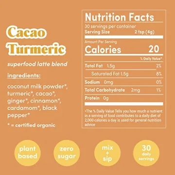Cacao Turmeric Vegan Superfood Latte Blend for Health