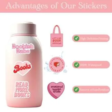 100 PCS Pink Bookish Stickers,Reading Stickers for Kindle,Pink Book Stickers for Adult,Bookish Gifts...