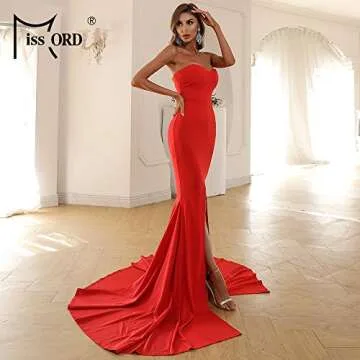 Stunning Miss ord Formal Strapless Evening Prom Dress Red