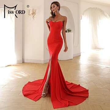 Stunning Miss ord Formal Strapless Evening Prom Dress Red
