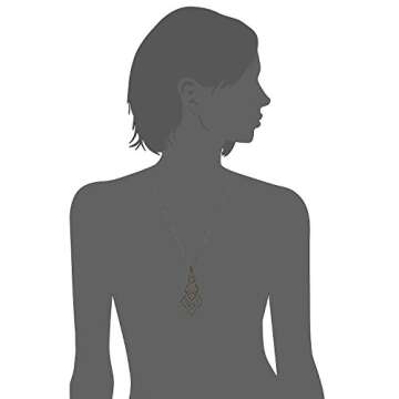 D EXCEED Women's Cutout Diamond Chandelier Pendant Necklace 30" + 3" Extension (Necklace/Hematite)