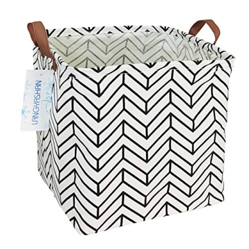 LANGYASHAN Square Storage Baskets Waterproof Canvas Children Laundry Nursery Hamper for Shelves Gift...