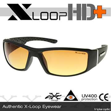 X-Loop HD Active Frame Sports Wrap Sunglasses in Black