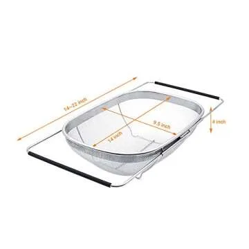 Kropm Over the Sink Colander - 6 Quart Stainless Steel Strainer