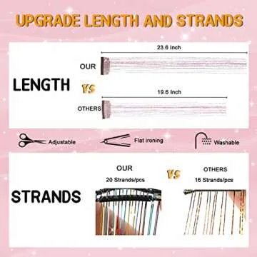 AIAIZHQH 23.6Inch Clip in Hair Tinsel Kit, Silver Hair Tinsel Heat Resistant Fairy Hair Tinsel Clip in Glitter Hair Extensions, Tinsel Hair Sparkles Festival Hair Accessories for Women Girls (Silver)
