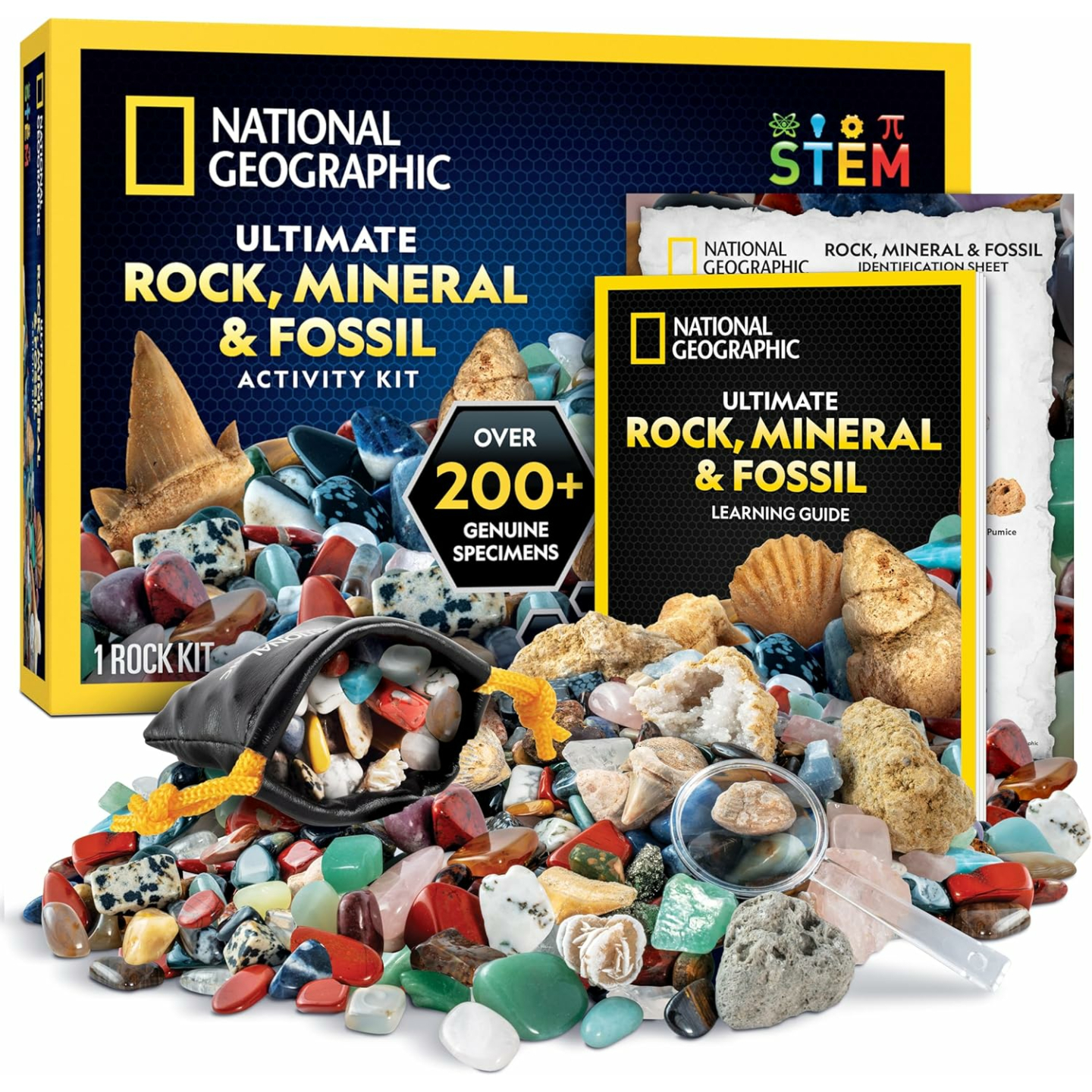 NATIONAL GEOGRAPHIC 200 Piece Rock Collection for Kids
